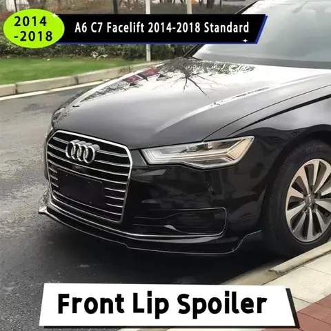 아우디 A6 C7 페이스 리프트 표준 모델 2014-2018 자동차 앞 범퍼 립 스포일러 스플리터 앞 범퍼 립 턱 카나드 바디 키트