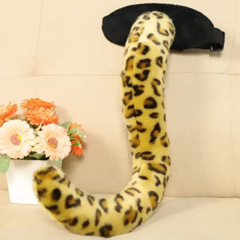 الكبار الاطفال أفخم الكرتون ليوبارد الغابة الحيوان ذيل الأذن عقال لعبة حفلة عيد ميلاد الهالوين زي تأثيري