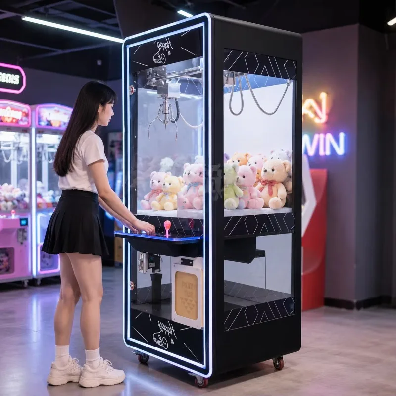 Modern coin-operated black claw clawing machine for indoor playgrounds