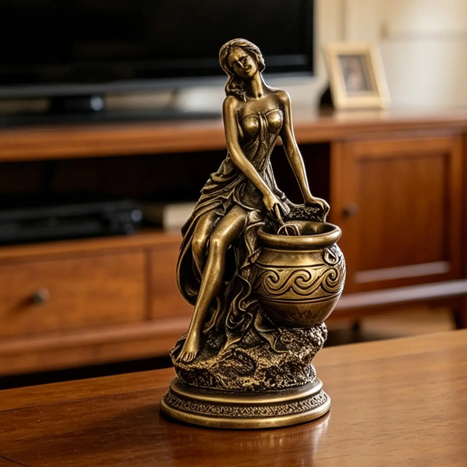 Goddess Statue Vintage Decor Antique Bronze Finish Sculpture Vintage Goddess Statue Greek Goddesss Statue Resin Crafts