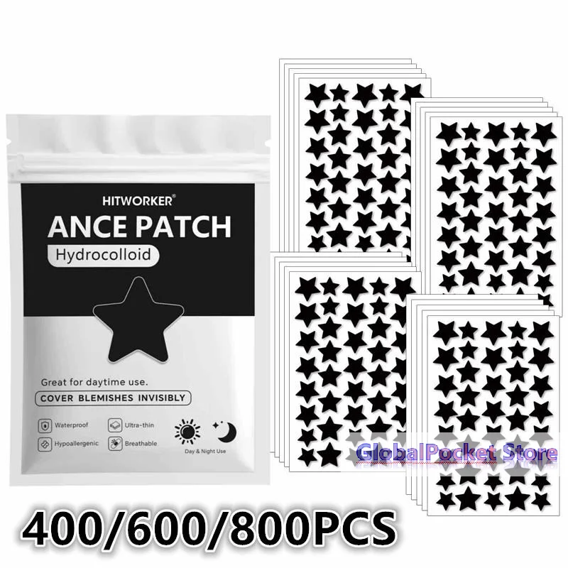 [TG823]400/600/800Pcs Patches Hydrocolloid Pimple Patch Black Star Waterproof Shape Spots Pimple Treatment Concealer Patches
