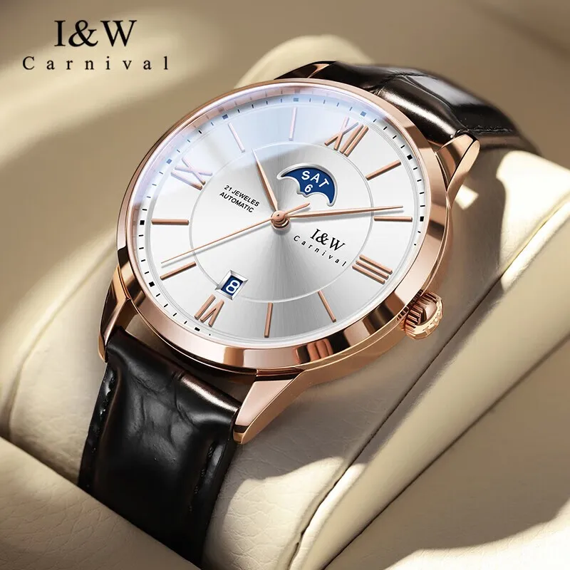 Carnival Iw For Men Watch Japan Miyota Mechanical Male Business Automatic Wristwatch Calendar Sapphire Crystal Relogio Masculino