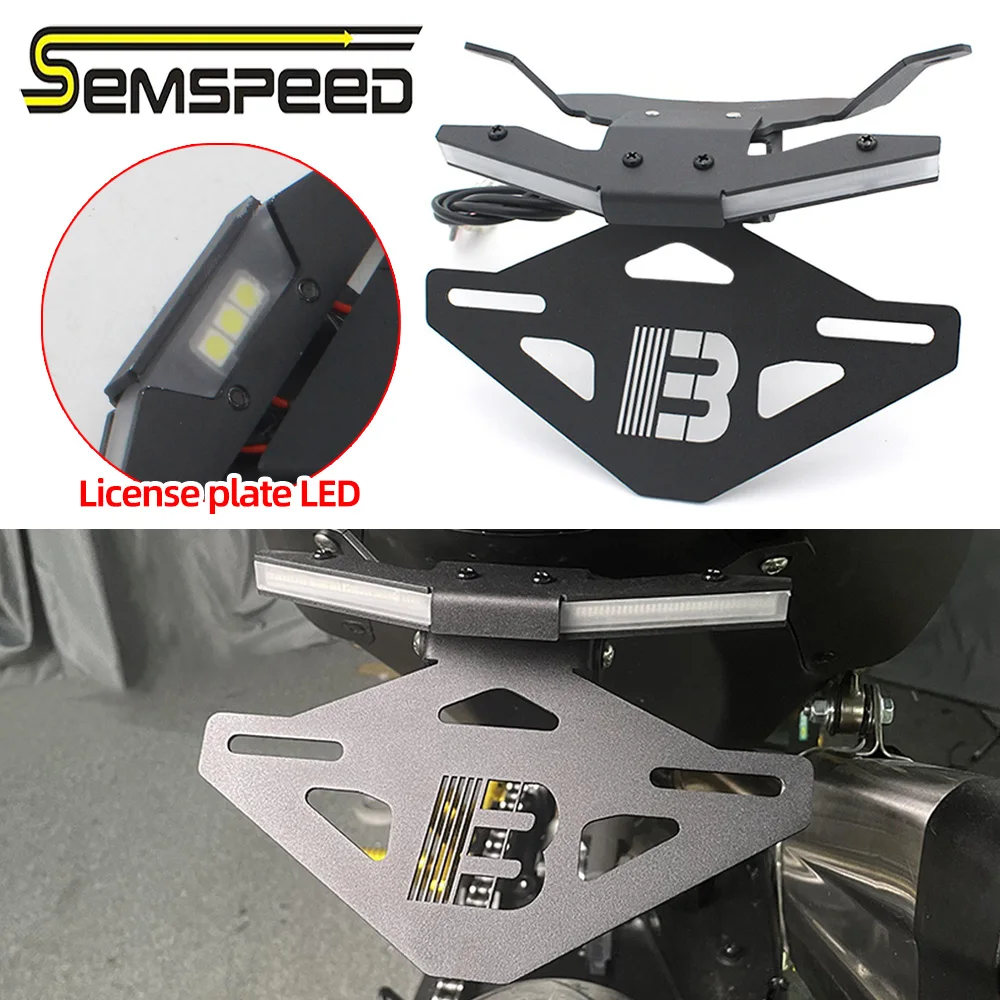 Semspeed For CFMOTO 800NK Foldable Short Rear Fender Eliminator License Plate Holder Plug and Play Streamer Turn Signal Light