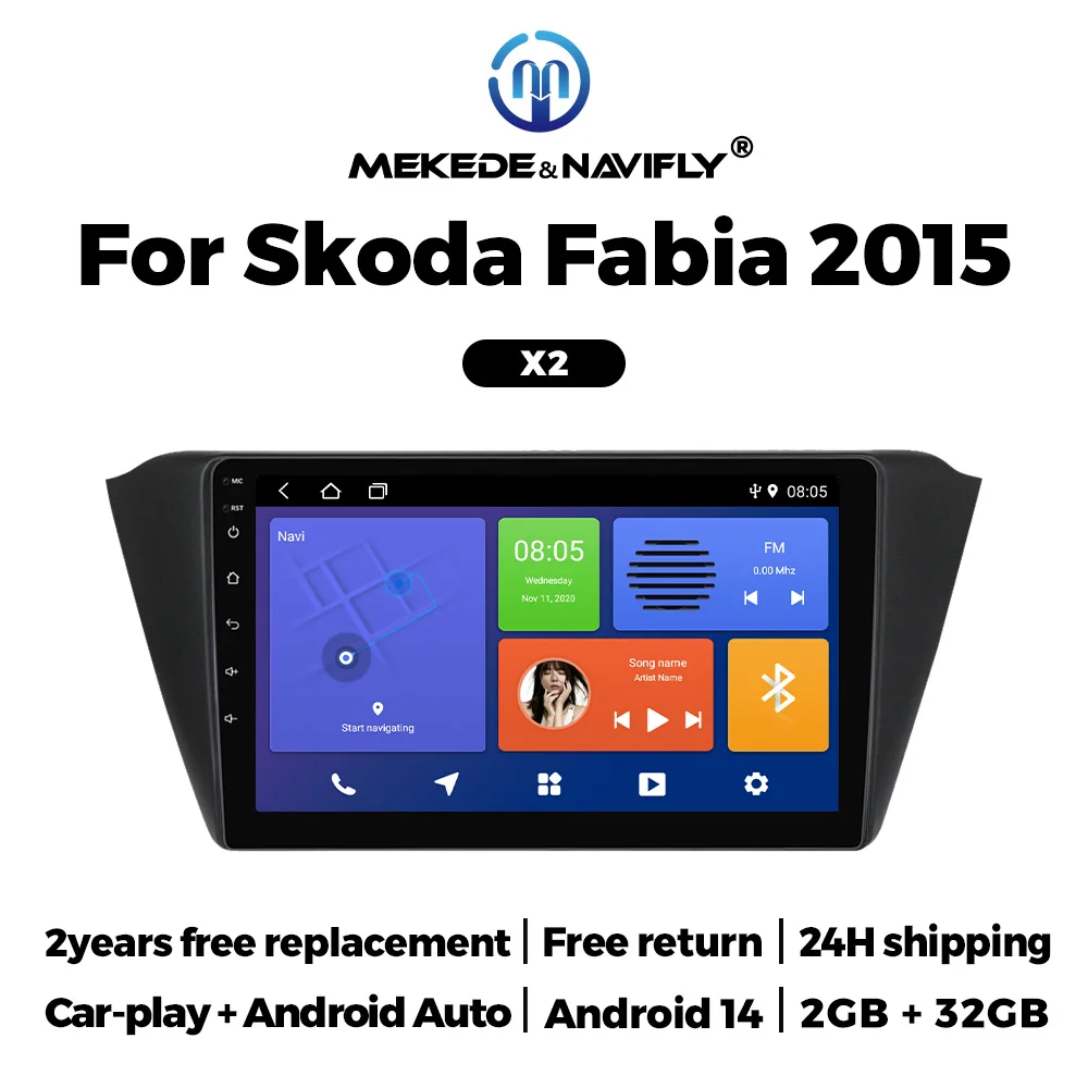 

MEKEDE Android14 9" Car radio Multimedia player for Skoda Fabia 2015 Wireless CarPlay Android Auto Intelligent navigation system
