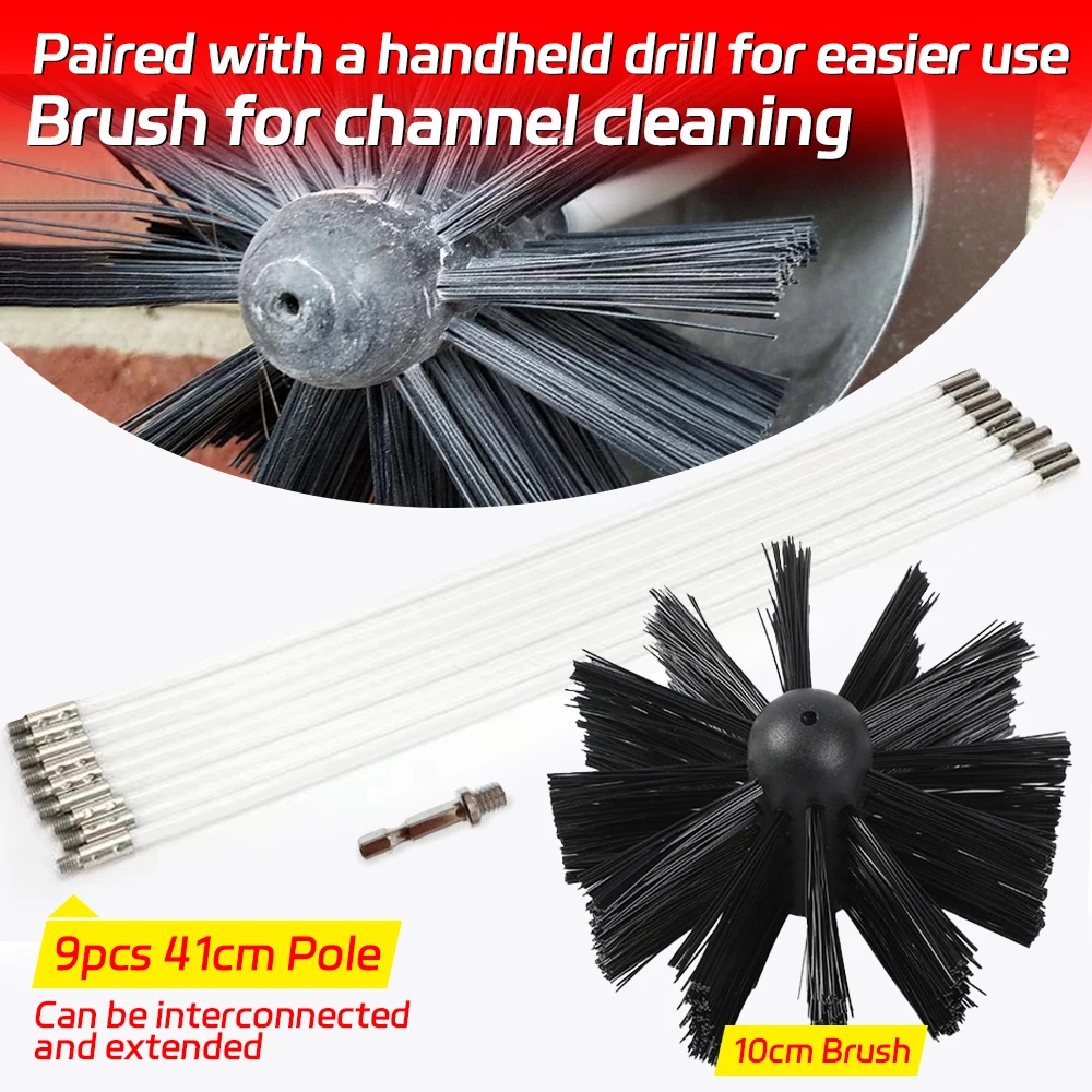 Long Rotary Chimney Cleaning Brush Handle Flexible Rod Sweeping Kit For Chimney Dryer Pipe Fireplace Inner Flue Cleaning Tools