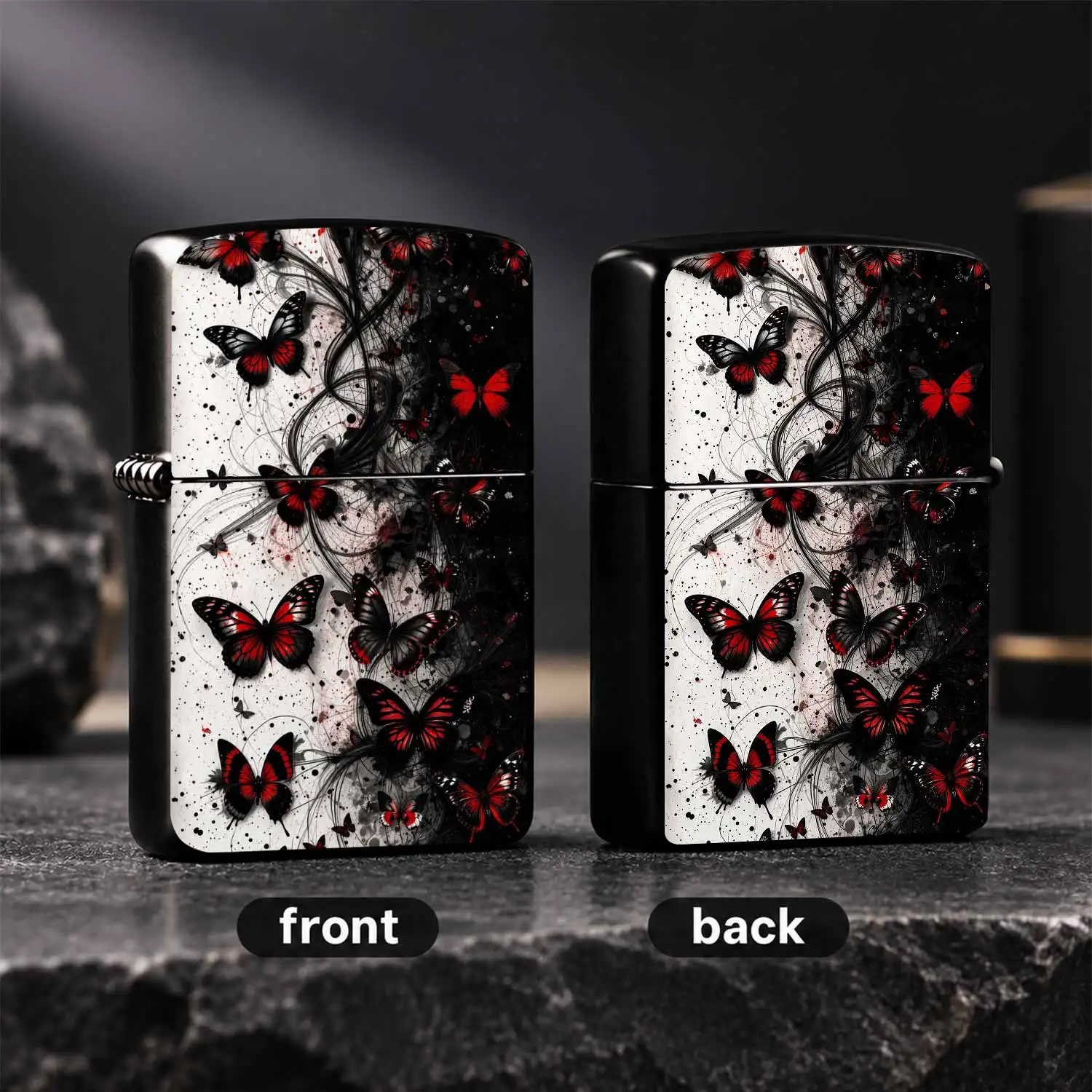 Exquisite Portable Igniter With Striking Red Black Dance Art Pattern, Stylish Atmospheric Practical Item For Daily Outdoor Camping Gathering Scenarios, Creative Premium Gift Choice With Distinct Unique Aesthetic A Humorous And Interesting L