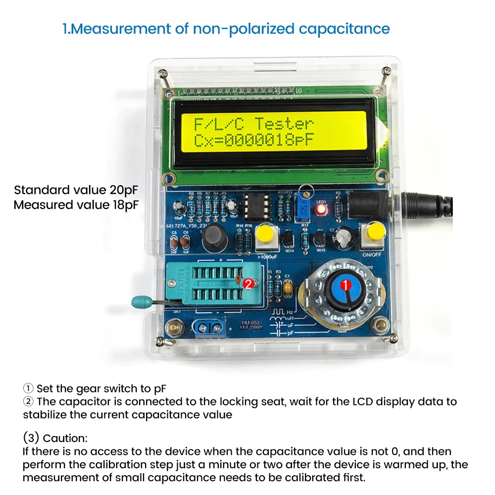 DC5V High Precision Digital Inductance and Capacitance Measuring Instrument DIY Kit with USB Data Cable LCD Frequency Module DIY