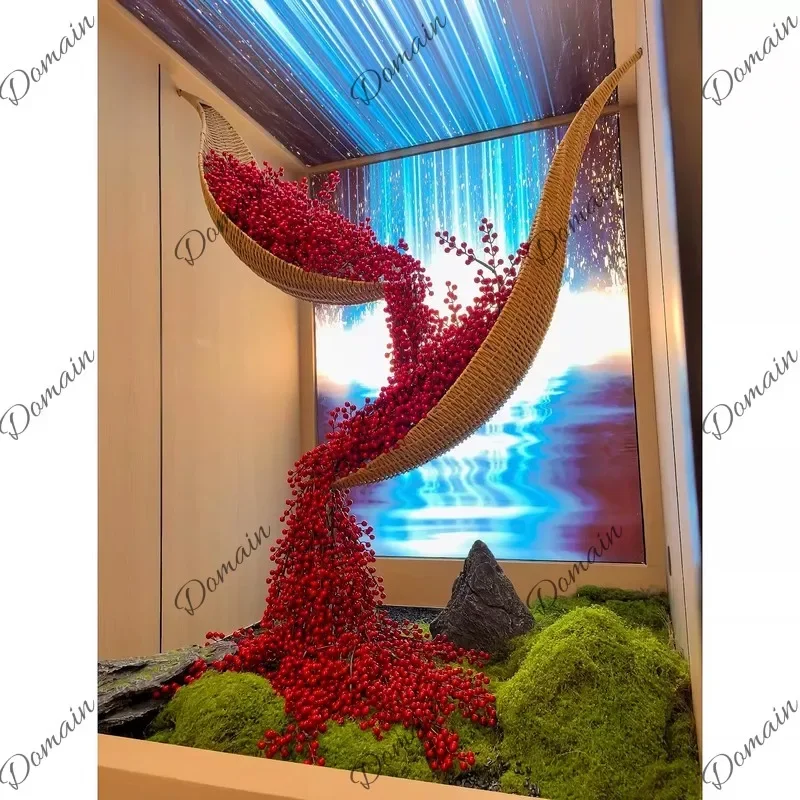 Vc Artificial Love Pea Red Bean Boat Hanging Art Installation Indoor Mall Hotel Landscape Ornament