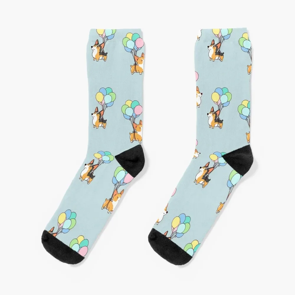 Corgi Balloon Socks short happy colored Men Socks Women's