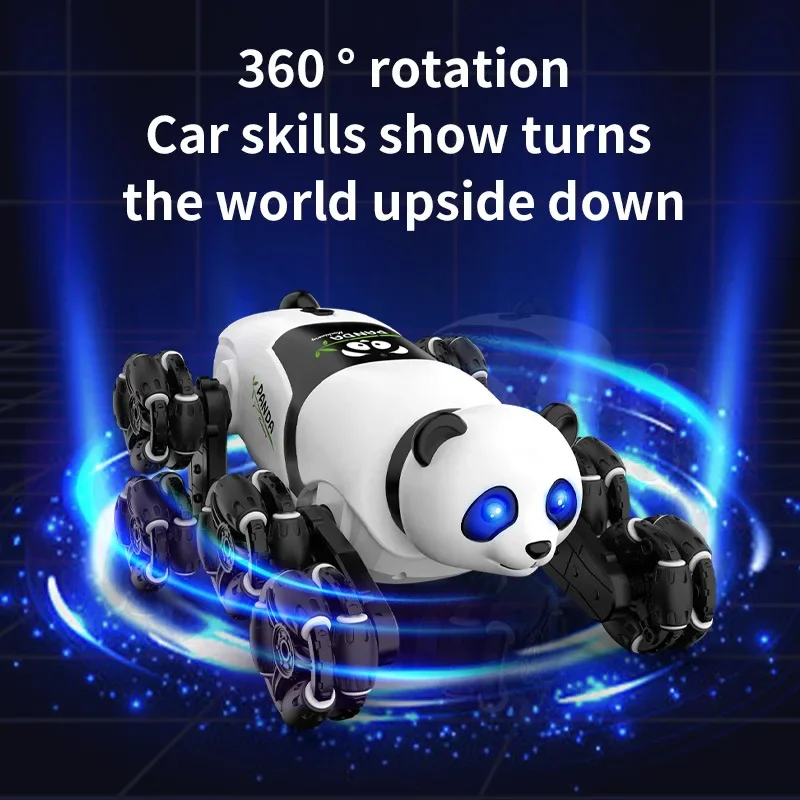 Nouveau Animal cascadeur Panda voiture huit pneus contrôle des gestes lumières fraîches musique pulvérisation télécommande cascadeur charge animal de compagnie cadeau de noël