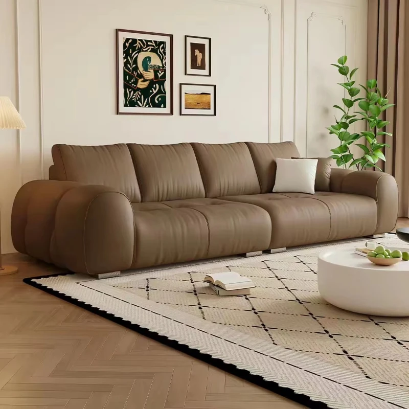 

Cream Snow Neil Fluffy Cloud Island Sofa Sofa Bed Sponge Filled Apartment with Modern Two-Seater Fabric Sofa