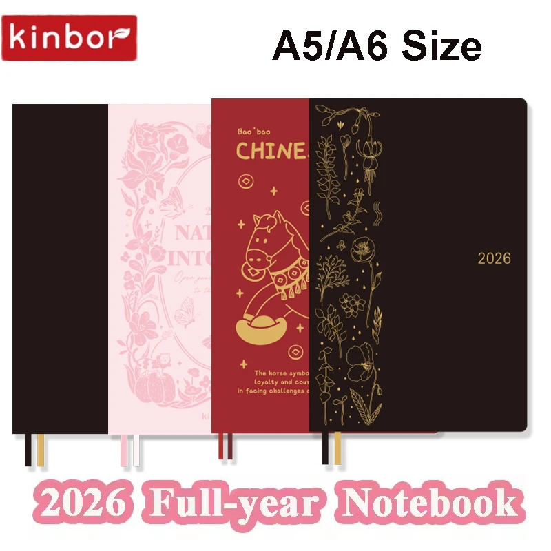 Nuevo Kinbor 2026 A5 A6 diario cuaderno semanas planificador mensual cubierta suave organizador de tiempo Plan Agenda diaria seguimiento de hábitos