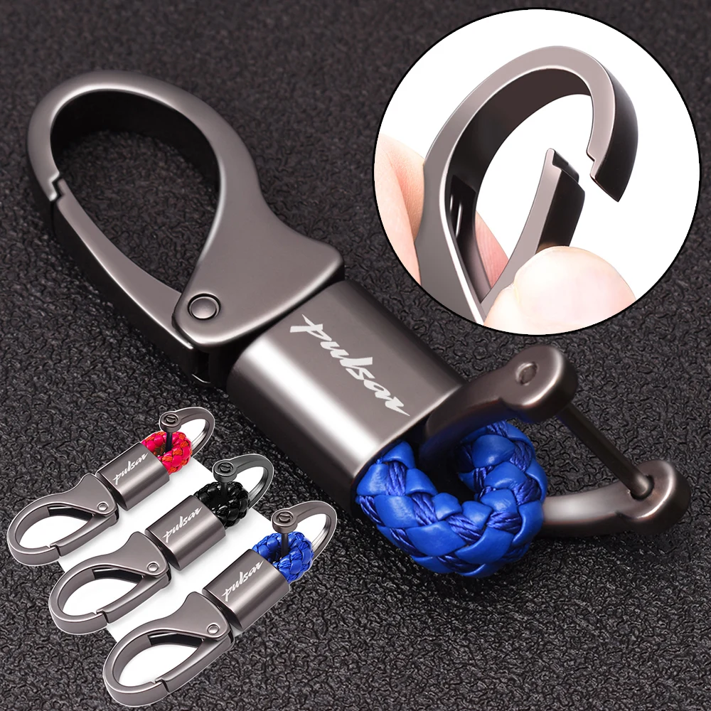 Para Bajaj Pulsar 200 NS/200 RS/200 AS 200RS 200NS 180 150 N250 llavero de motocicleta de Metal desmontable de cuero tejido a mano