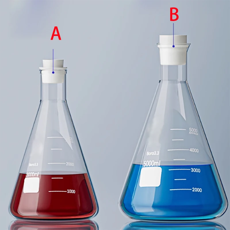 Wide mouth straight triangular flask scale conical bottle high borosilicate glass beaker high temperature resistance 2000 3000ml