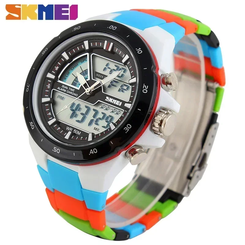 Skmei 1016 Heren Wekker Waterdichte Militaire Timing Code Mode Casual Horloge Dual Display Sporthorloge 2100 2091 1816