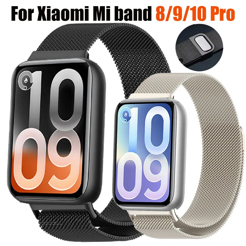 Metallarmband für Xiaomi Mi Band 10 Pro/8 Pro/9 Pro Armband Milanaise-Schlaufe Magnetisches Ersatz-Uhrenarmband für Redmi Watch 6 5 4