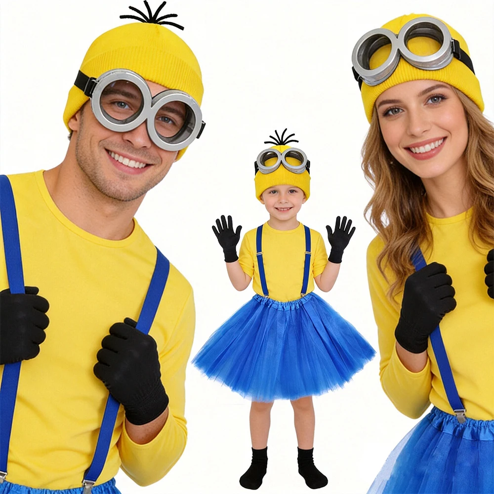 Set De 5 Accesorios De Disfraz Amarillo Para Adultos | Gorro, Gafas, Guantes Y Falda Tutú Para Cosplay