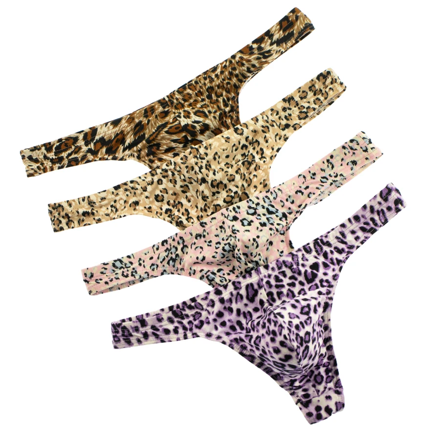 

4pcs Men Sexy Underwear Briefs Low Waist Breathable Mens Briefs Leopard print Bikini Male Panties Comfortable Underpants K07