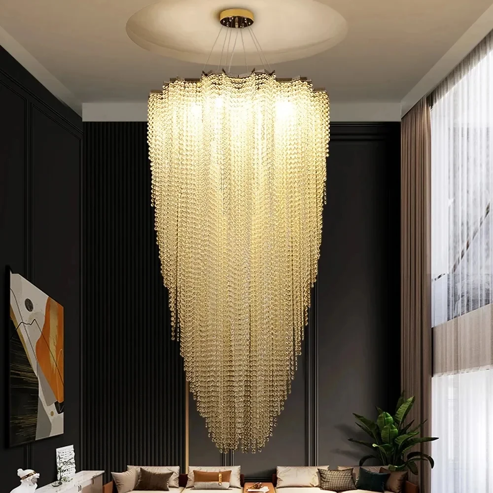 Crystal Beading Chandelier Dining Room Luxury Cristal Hanging Lamps Kitchen Island Dimmable Lustre Led Lighting Fixtures Hanging