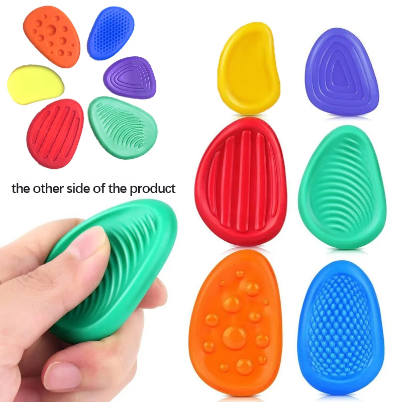 6 uds juguetes Fidget piedra sensorial texturizada piedra de preocupación suave autismo Fidgets silenciosos estrés necesidades especiales alivio de la ansiedad para regalo de niños