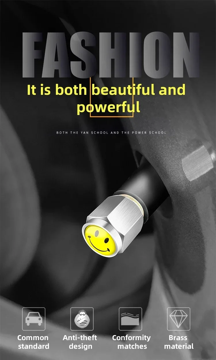 6pcs Anti Theft Metal Tire Valve Cap Valve Core Sleeve Personalized Modification Car Tire Cap Suitable for All Vehicle Models