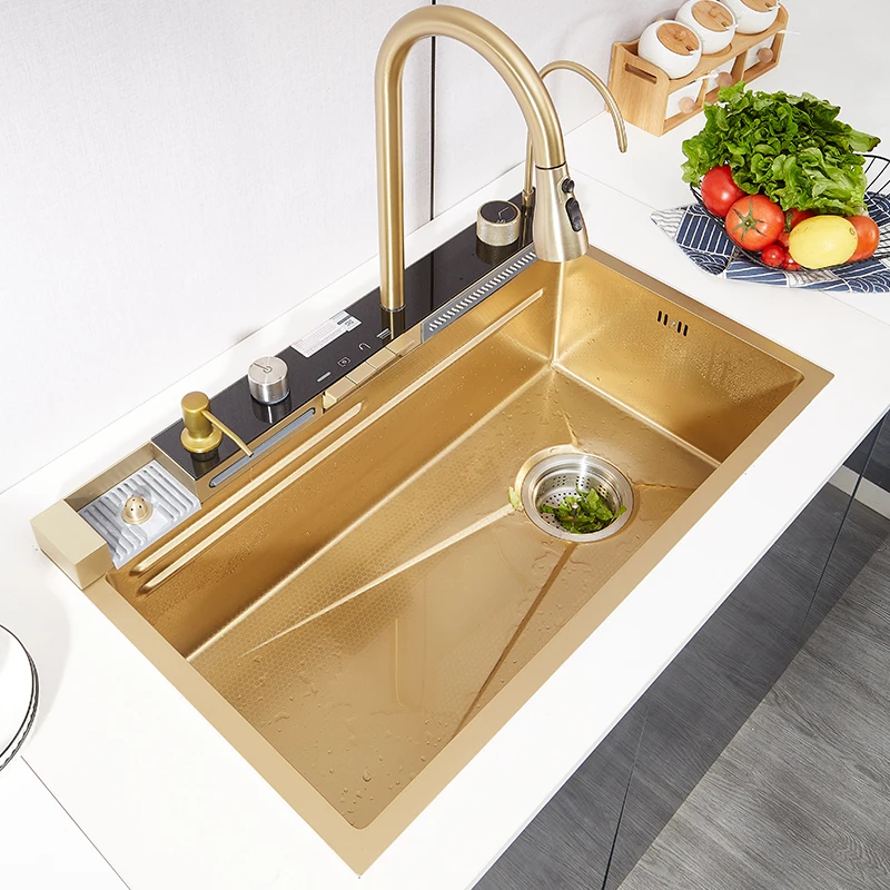 Modern Handmade Stainless Steel Nano Sink Brushed SUS304 Double Bowl Kitchen Sink Food Grade Oil Resistant Sink