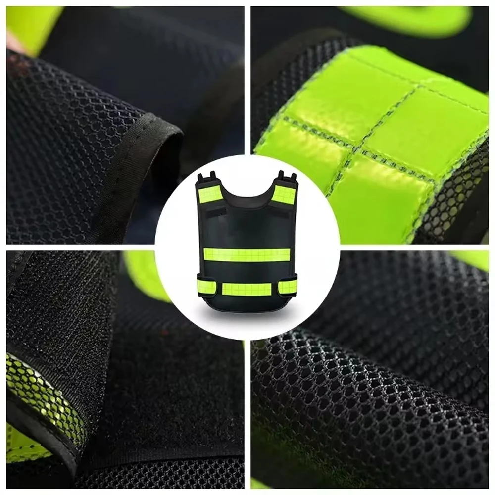 Gilet di sicurezza riflettente ad alta visibilità Patrol Traffic Security maglia traspirante nera maglia riflettente gialla fluorescente