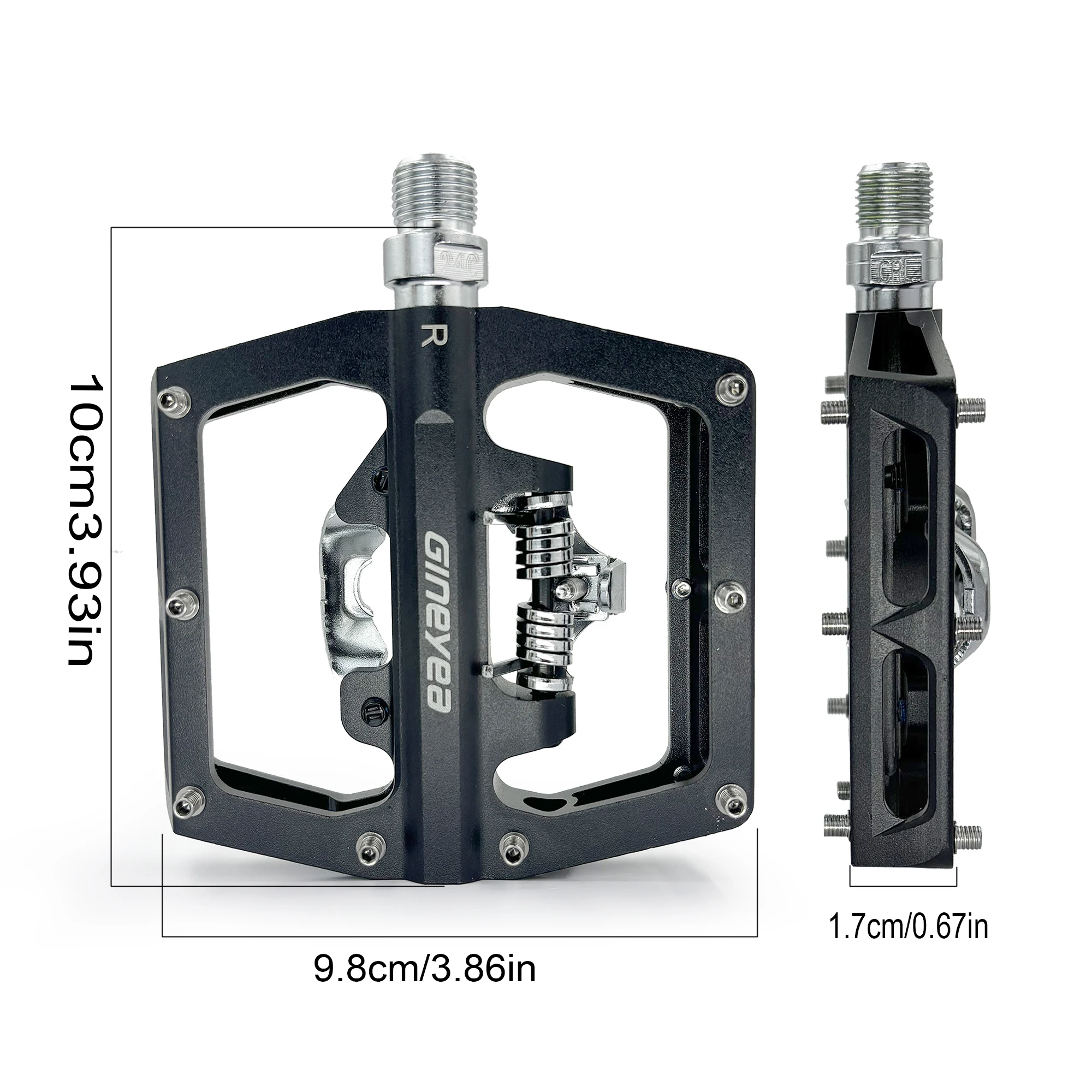 Gineyea Mountain Bike Clip Pedals, Dual Function Gravel MTB Bike Clipless Pedals with cleats Bicycle Pedals compatible with SPD