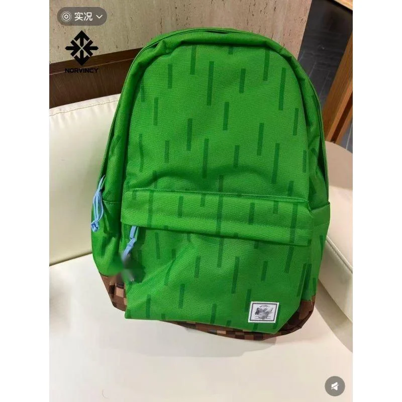 Game Pixels World Grass Block Print Backpack Kid Student School Bag Large Capacity Daypack Outdoor Travel Backpack for Boy Girl