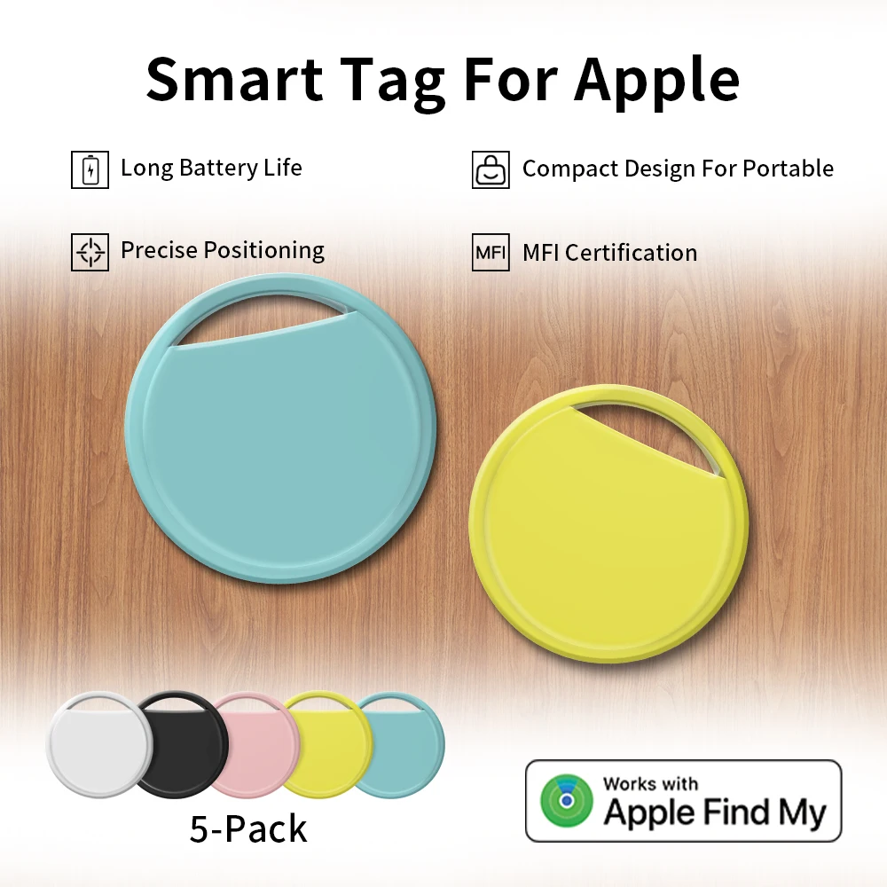 

RSH 5 шт. мини-GPS-трекер через приложение Apple Find My, анти-потерянная звуковая сигнализация, смарт-тег, камера, искатель ключей, собачий кошелек, автомобильный локатор для багажа