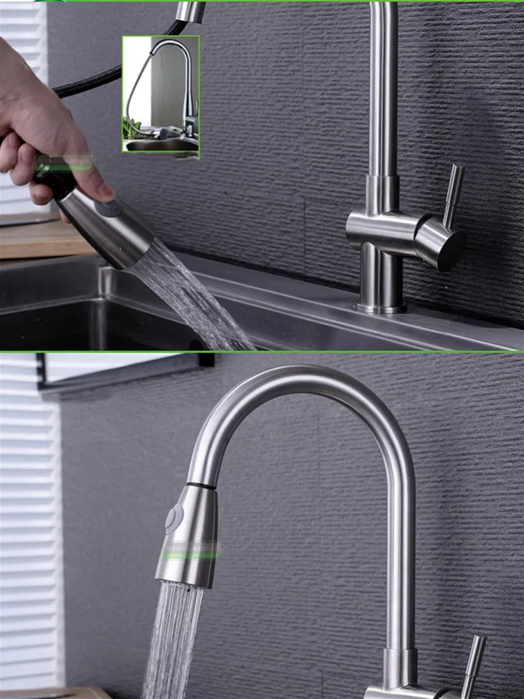 G 1/2\' Shower head Kitchen Pull Out Spout ABS Chrome Sink Faucet Replacement Parts 2 Way Water Save Style