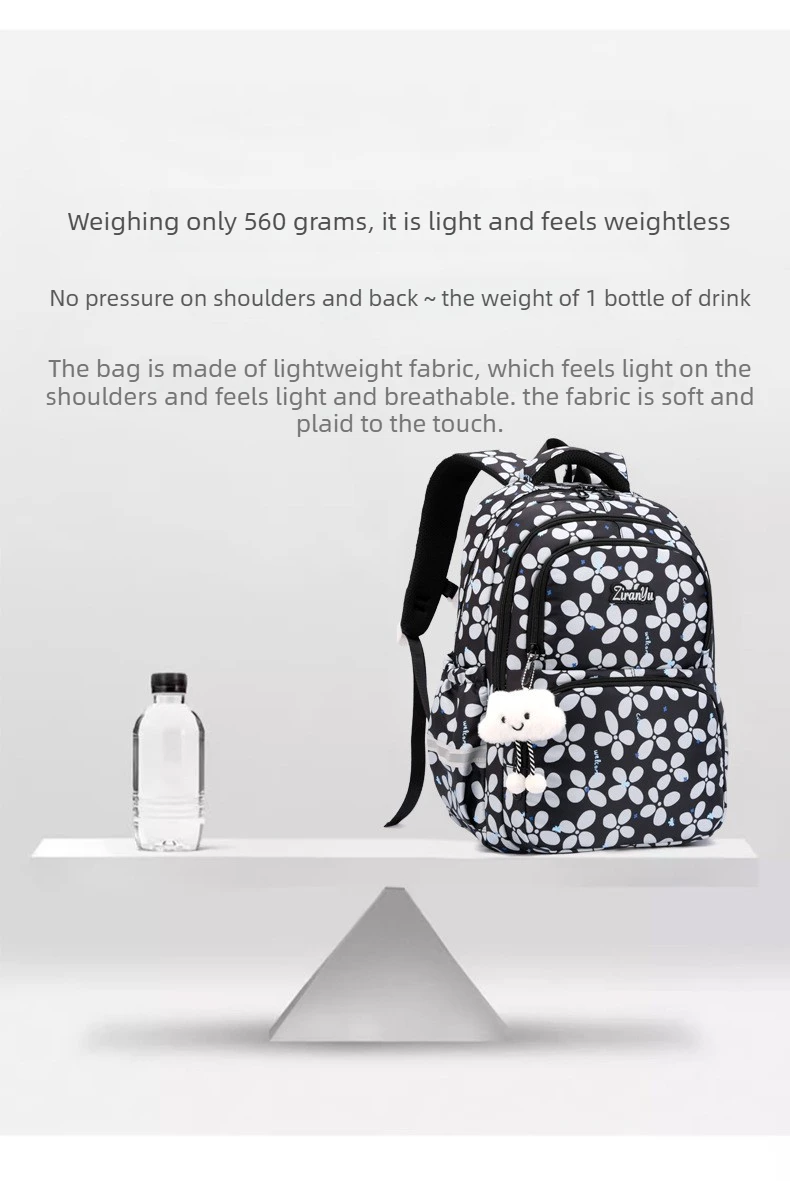 3pcs/set Elementary School Backpack for Girls Bookbag Lunch Bag Pencil Bag Set Flower School Bag for Children Cute Little Dolls