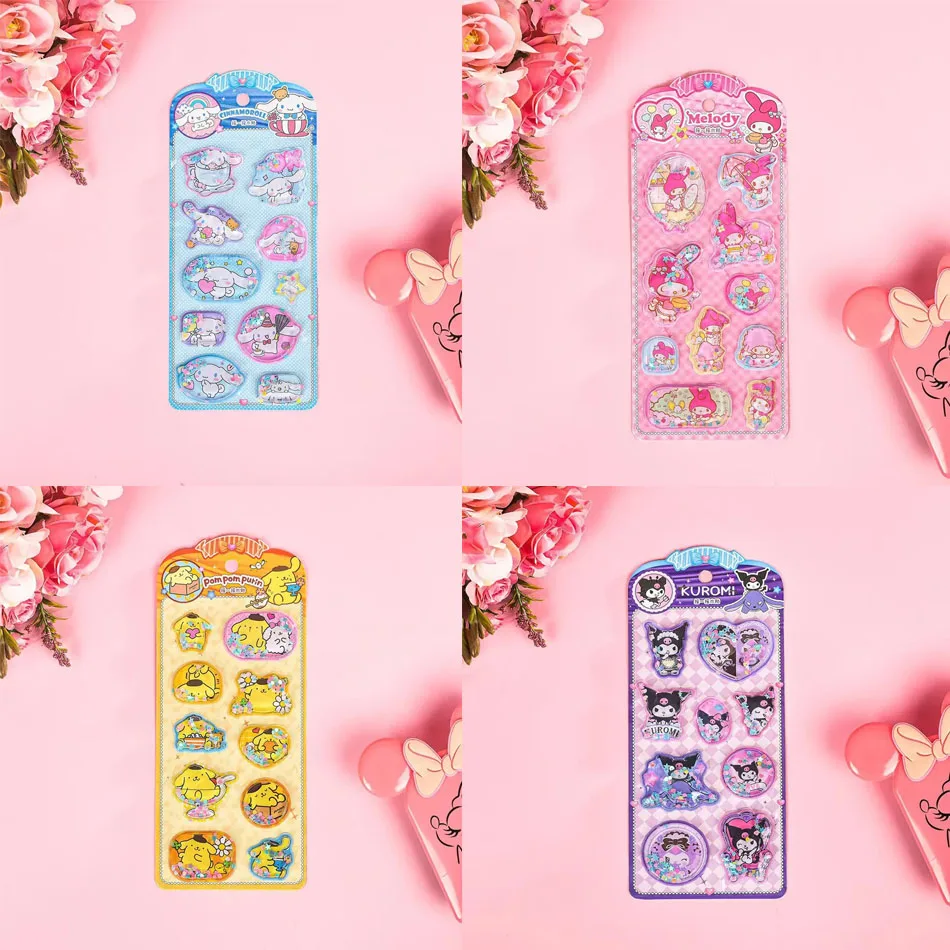 Anime Hello Kitty Hangyodon Cinnamoroll 3D Transparent Jelly Sticker Crystal Cute Decorative Stickers Phone Casesdiy Toys