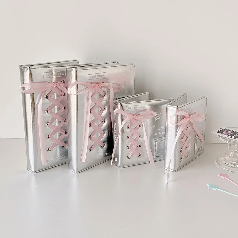 INS Koreanische Mode Silber Lose blatt Album A5/A7 Stern jagen Kleine Karte Lagerung Fotoalbum Student Glänzende 4-Gitter Karte Album