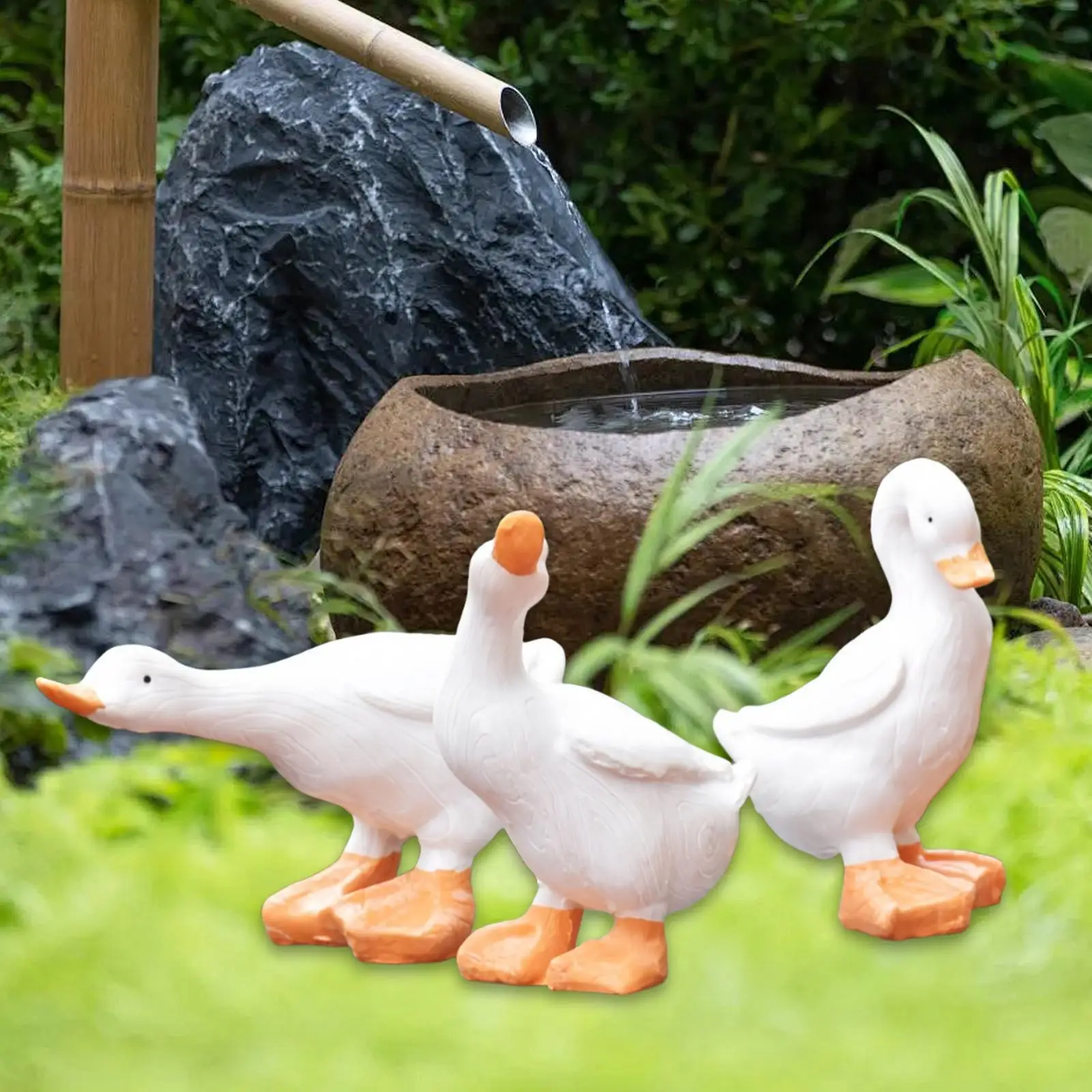 

3x Duck Figurines Micro Landscape Decor Resin Animal Flower Pot Decor for Indoor
