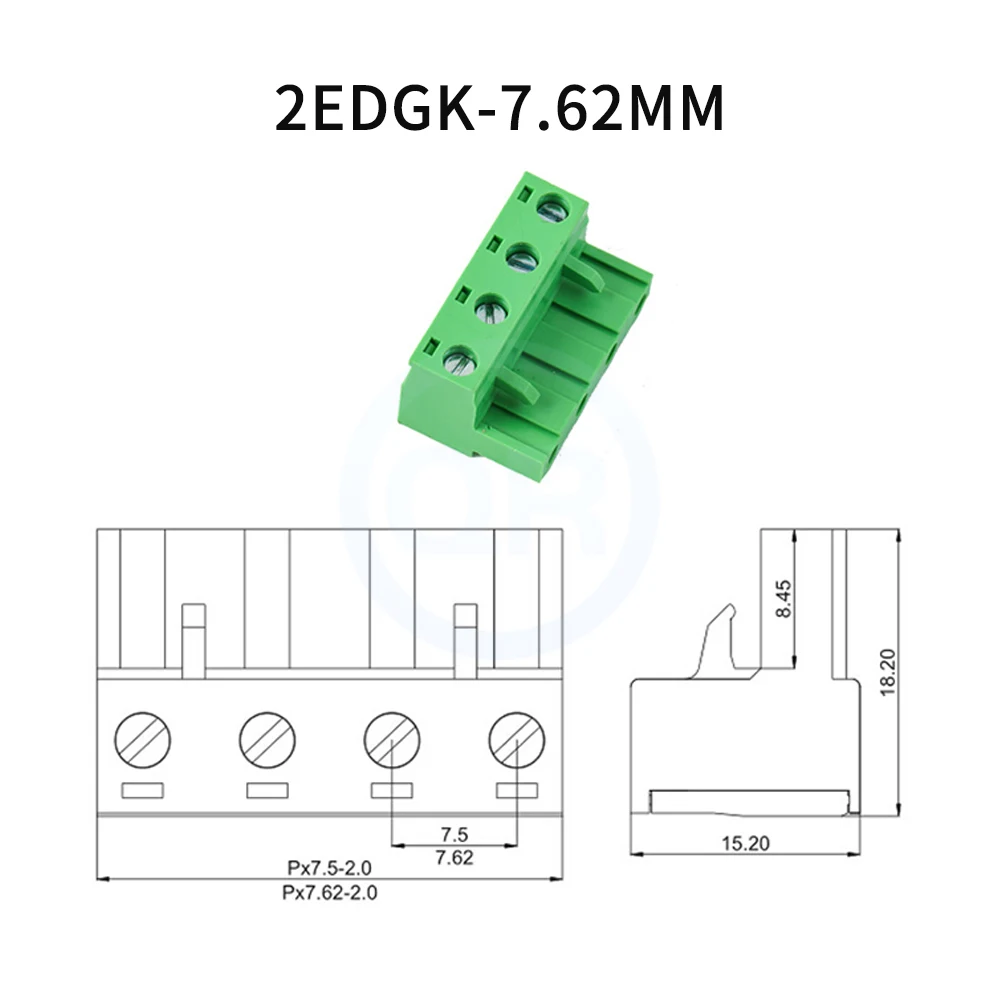 (10 pcs) KF2EDG 15EDG 7.62mm Plug-in Terminal Block 2EDGK + 2EDGV R / 2EDGVC RC 7.62 Open Close Plug Right Angle Straight 2~12P