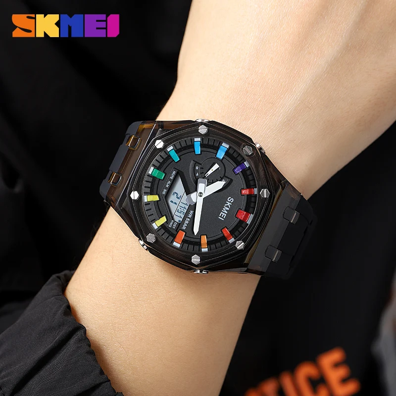 SKMEI Fashion Digital Watch Dual Time Sport Men\'s Watches Led Light Daylight Saving Time Waterproof 5 Alarm Clock