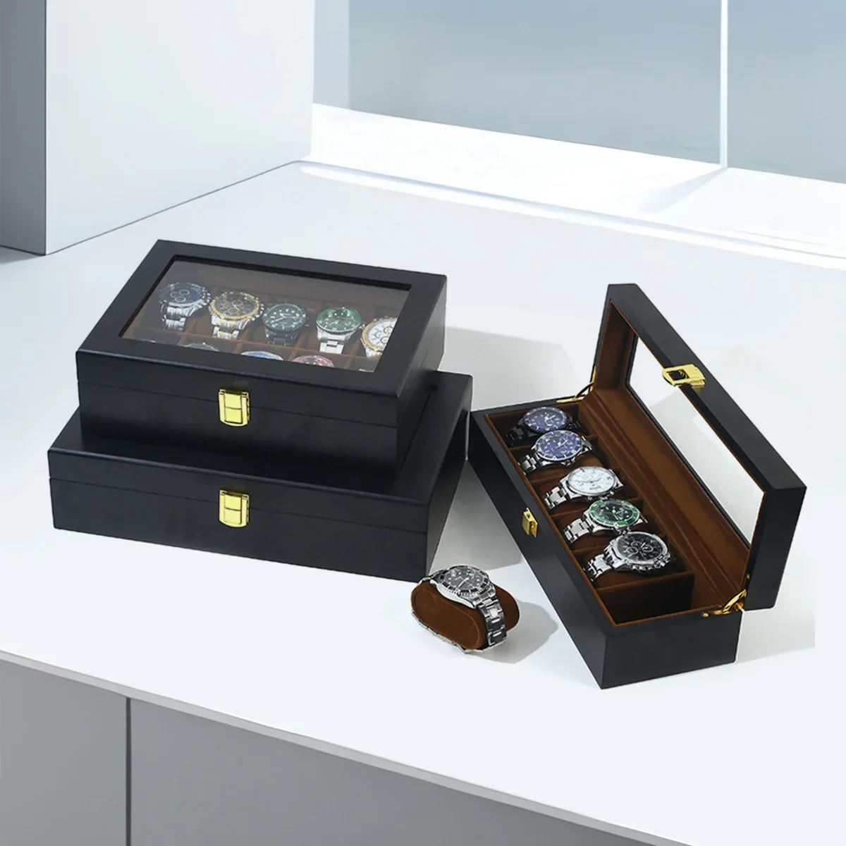 Handmade Wood Watch Box 6/10/12 Grids Watches Display Case Jewelry Holder Storage Organizer for Watch Holding