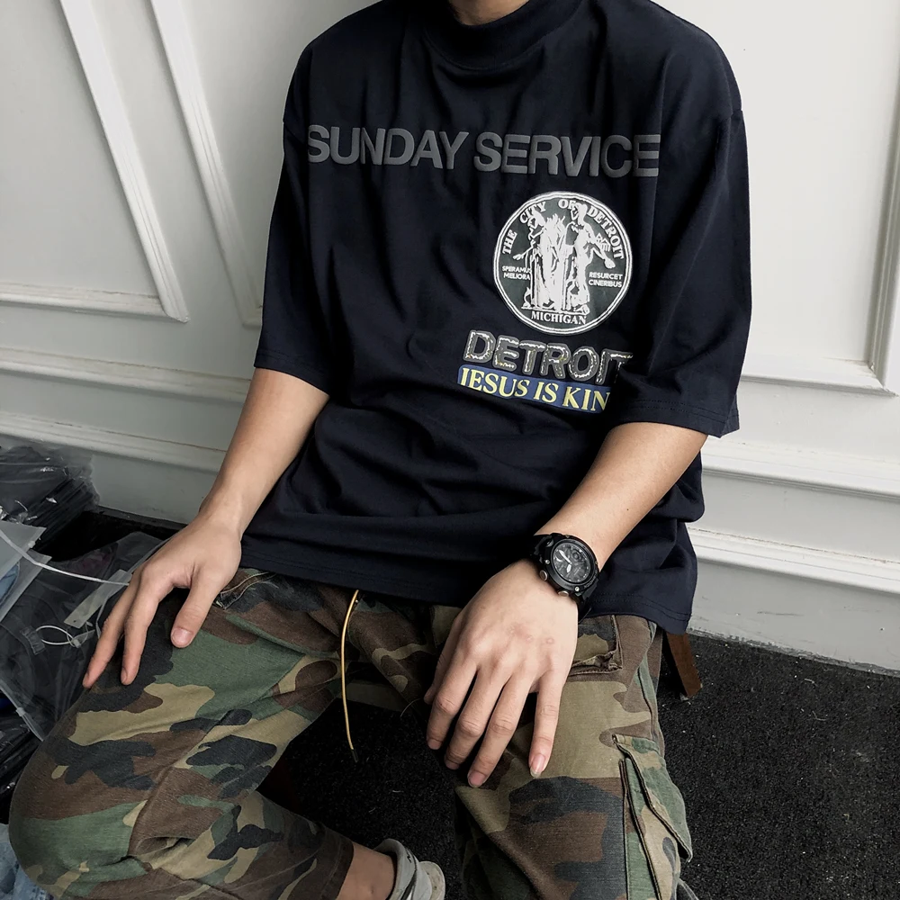 Frog drift Streetwear Kanye West Sunday Service Jesus Is King Oversized Summer Loose Cotton Tee Tops T shirt for men