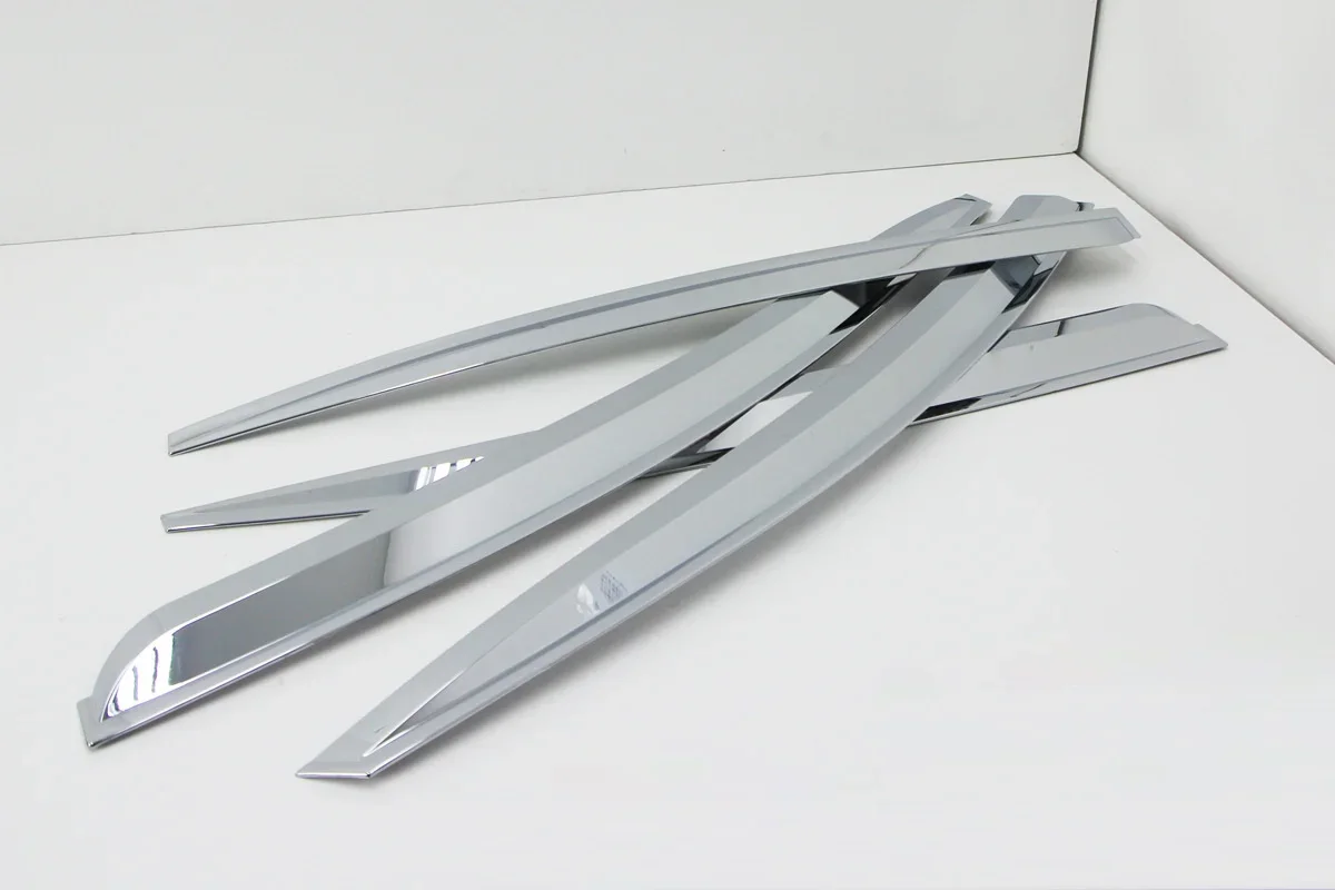 Chrome Door Visor Side Window Deflector Shade Sun Rain Shield Silver Trips Eaves for Kia Pride(4) 2011 Rio