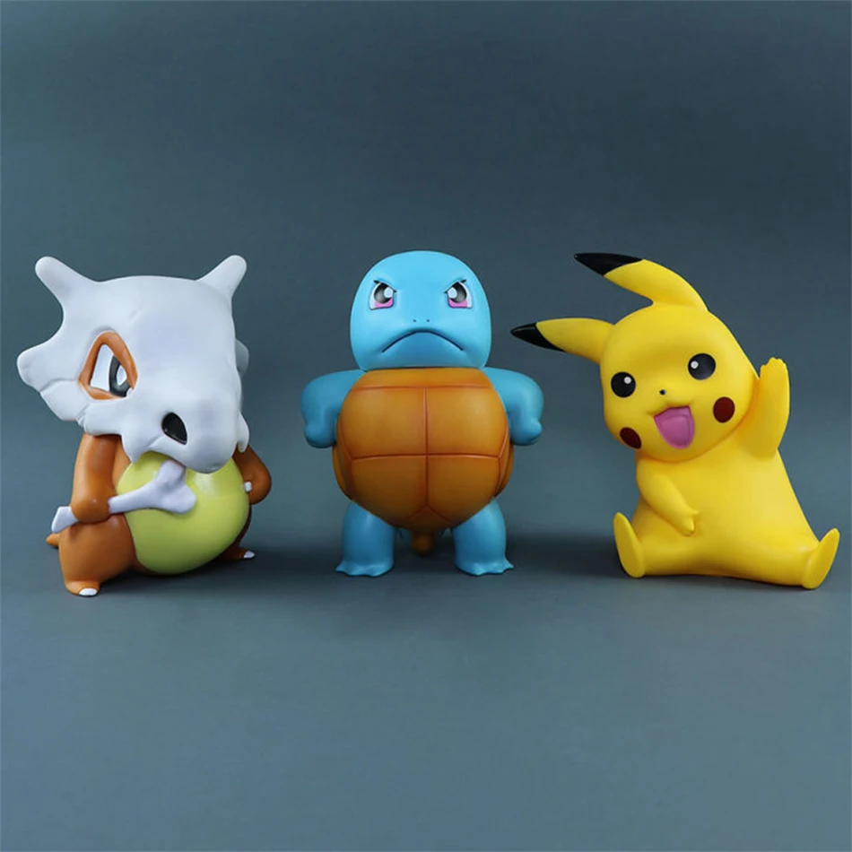 Pokemon Pikachu 16 cm große Vinylpuppe Anime Squirtle Cubone Kawaii süße Desktop-Dekorationen Erwachsene Geschenk Kinder Geburtstagsgeschenk