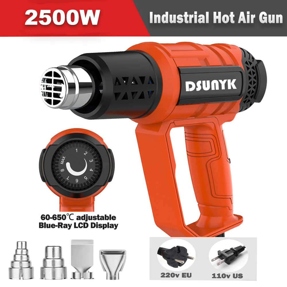 2500 W 110 V/220 V EU/US Industriële Zware Heteluchtpistool Voor Krimpfolie Verstelbare temperatuur Digitale Display Warmtepistool
