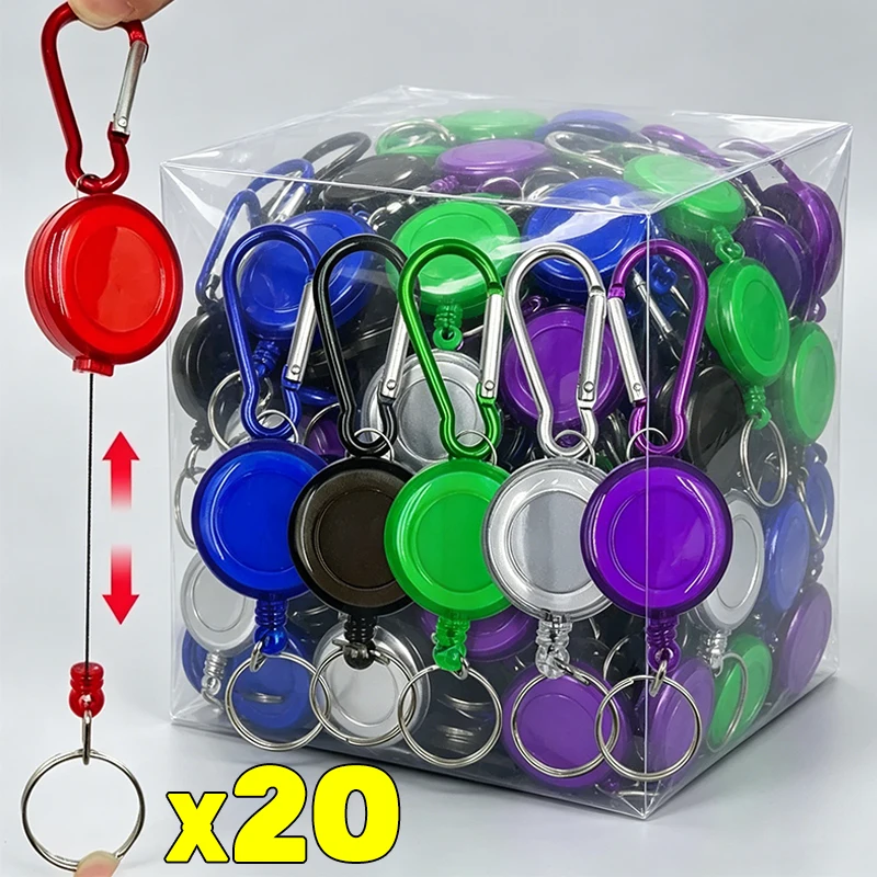 Retractable Steel Cord Pull Reel Keychains Spring Buckle Clasp Wire Rope Key Ring Recoil ID Card Holder Sporty Multiple Tools