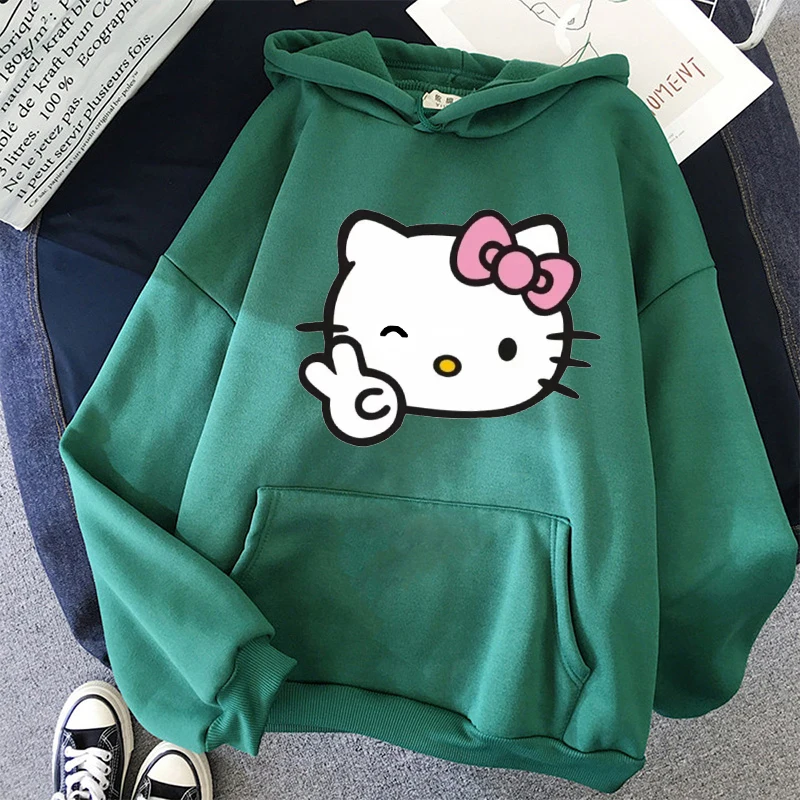 

90s Fashion Cute Sweet Girls Women Hoodies Hello Kitty Hoodie Sanrio Sweatshirt Clothes Tops Sweatshirt Clothing Hip Hop