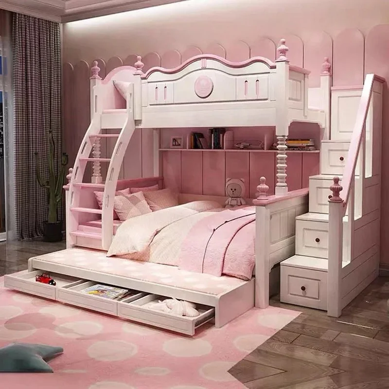 Castle Princess children beds girl bunk kids bed set furniture for girls pink bedroom furniture with slide