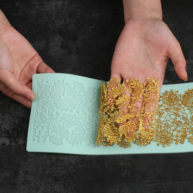 Cake Decoration Cake Lace For Wedding Cake Topper Lace Mat Lace Silicone Mould Mould Sugar lace Fondant Mould Mould 38.5*10.8CM