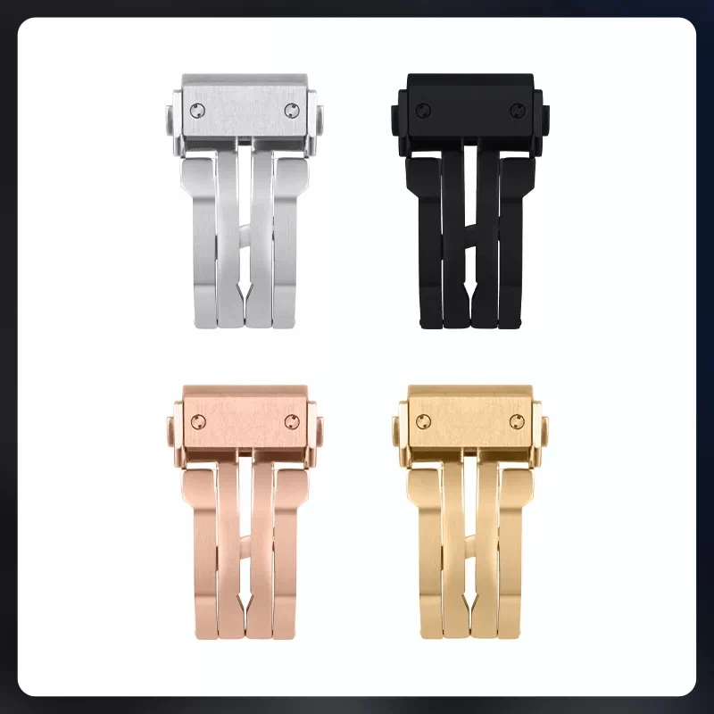 316L Solid Stainless Steel Clasp Silver Black rose gold18mm 22mm For Hublot Big Bang Watch Men's Silicone Leather Strap Buckle