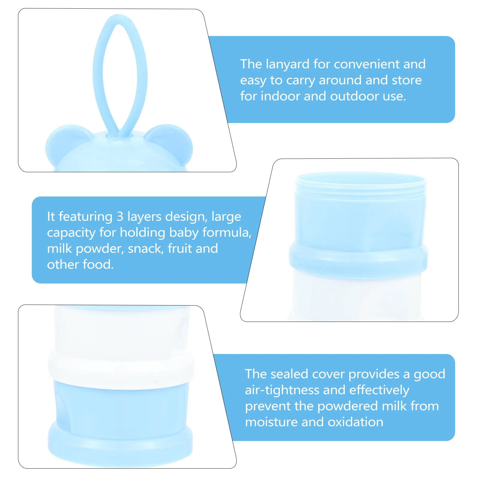 3 Layers Milk Powder Box Portable Baby Feeding Container Milk Powder Case Food Storage Box Airtight Seal Design for Travel