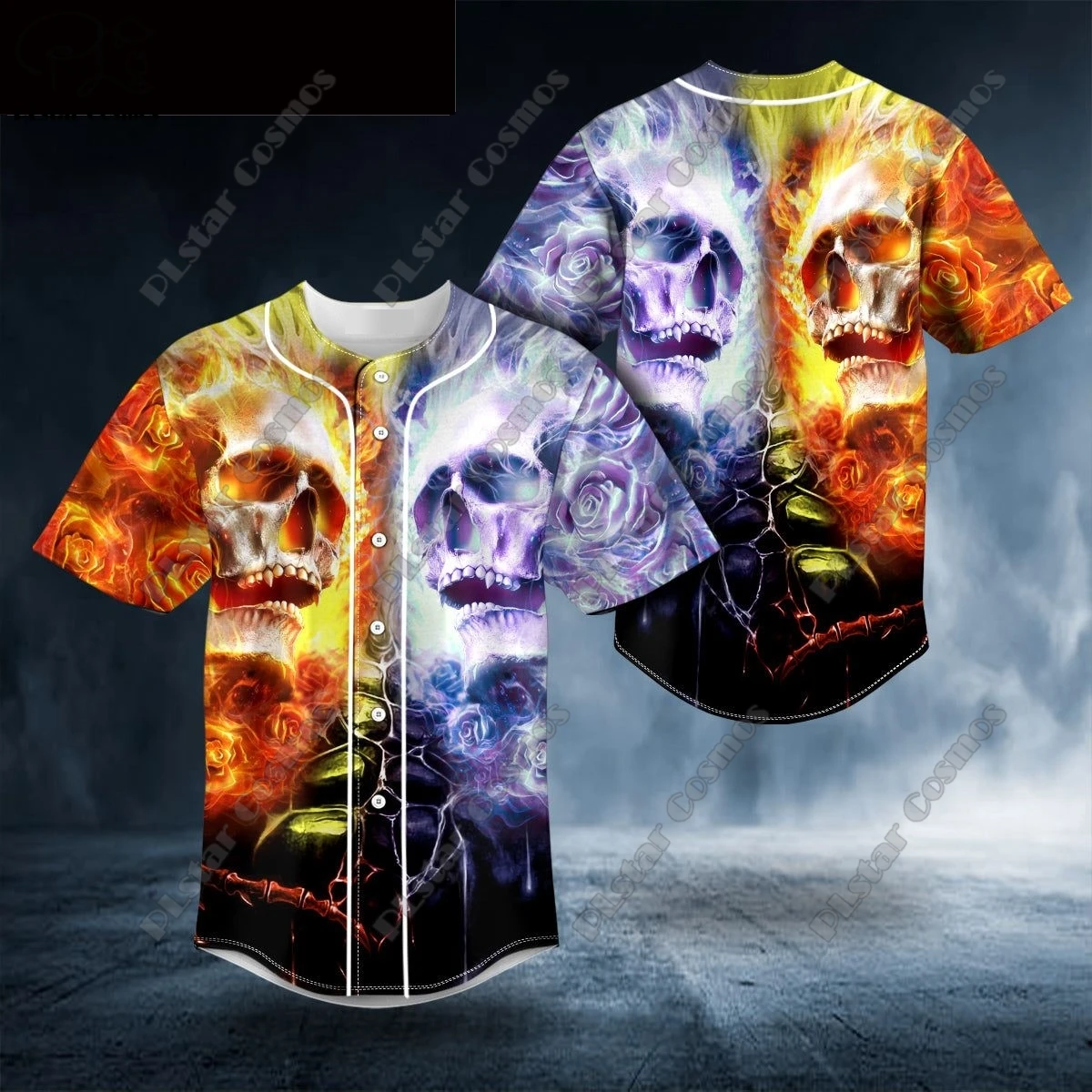 Camisa de béisbol con estampado 3D para hombre y mujer, camisa de manga corta con diseño gráfico de calavera aborigen, informal de verano, K2