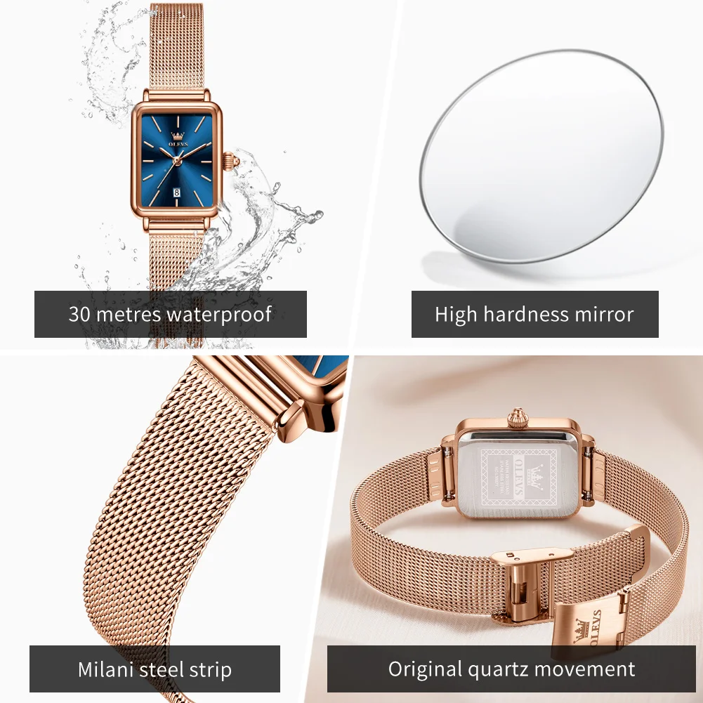 OLEVS 3692 Women's Watch Original Simple Quartz Watch For Women Waterproof Thin Case Calendar Wristwatch High Hardness Mirror